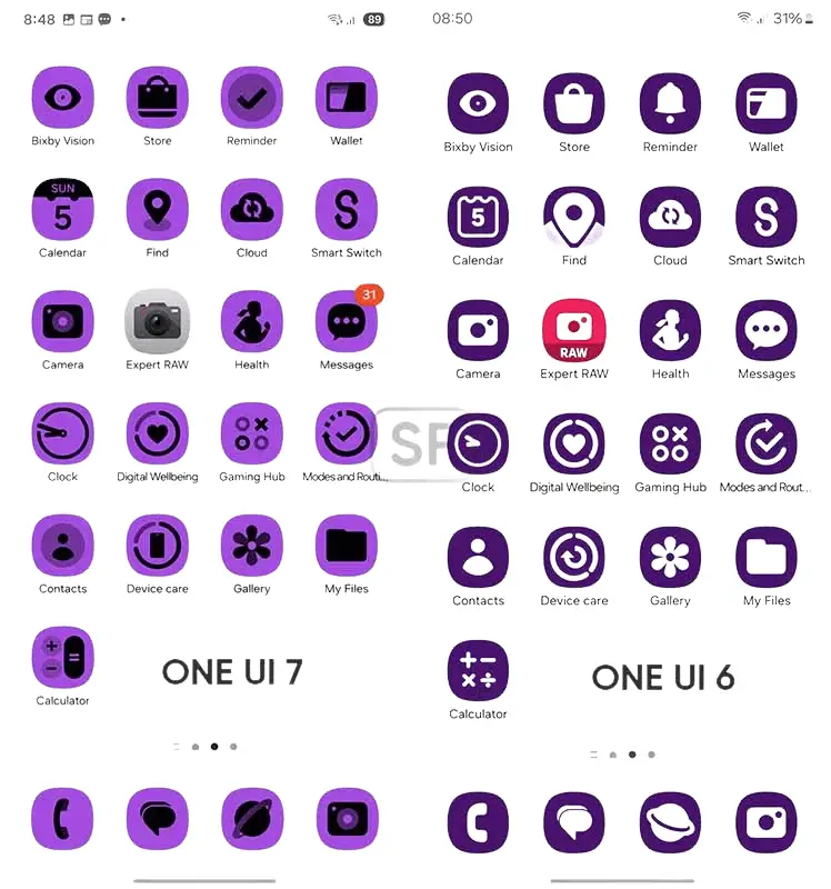 Dark Mode Icon Adjustments in One UI 7