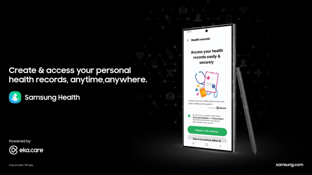 Samsung Health App Showing Personal Health Records Feature